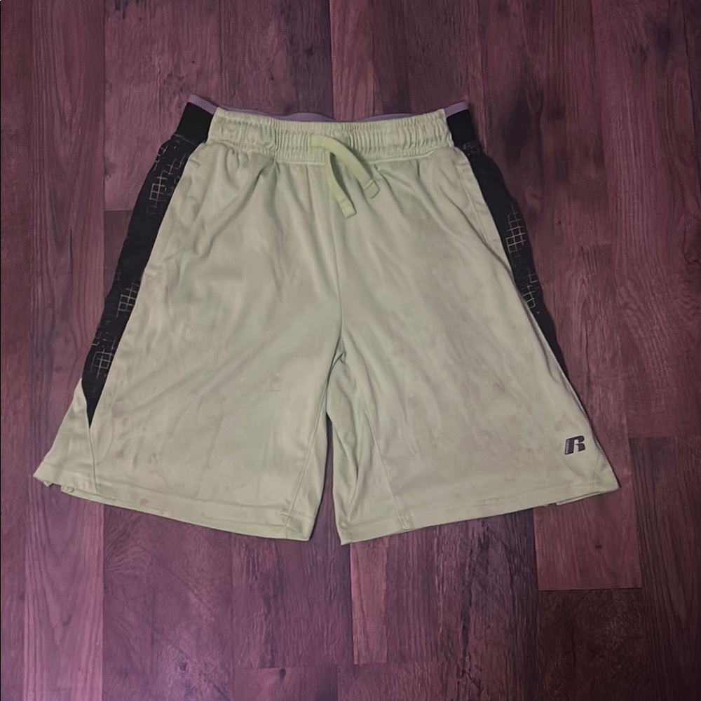 Russell Athletic Green Athletic Shorts Moisture-Wicking Elastic Waistband